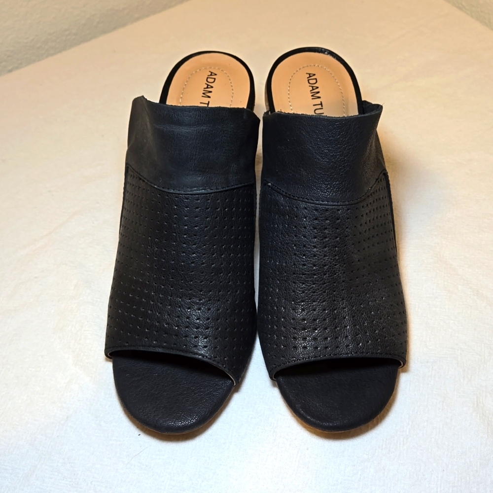 Adam Tucker Mylee Mule Slide Heels Black Shoes Size 6.5